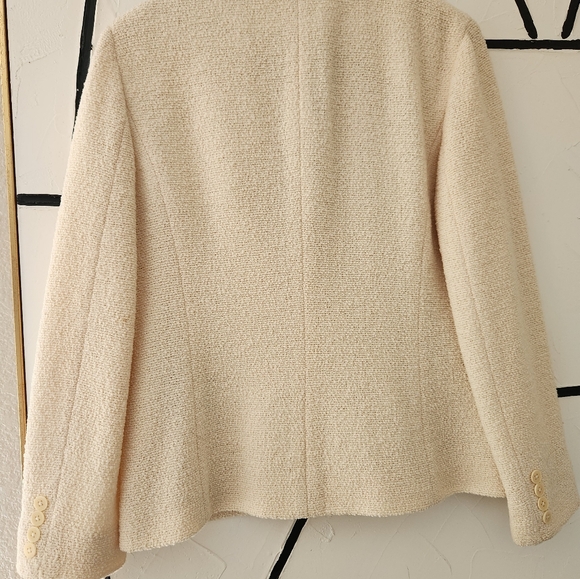Ralph Lauren Black Label Nubby Wool Blend Ivory Blazer Size 10 - Picture 7 of 10